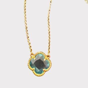 Mia Fiore Italy Dyadema 925 Sterling Silver Blue Crystal 4 Leaf Clover Necklace